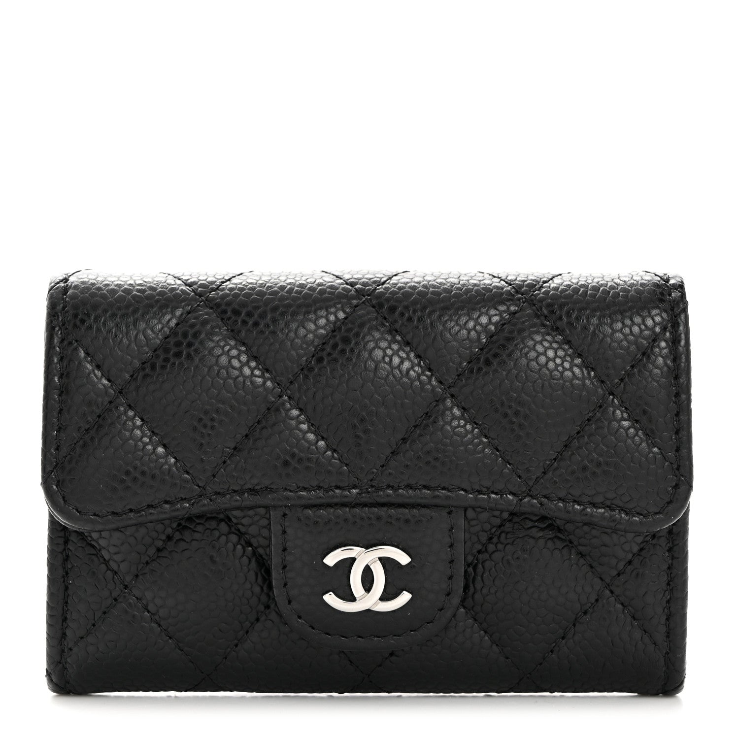 Chanel Caviar Quilted Flap Card Holder Wallet Black 1 of 8