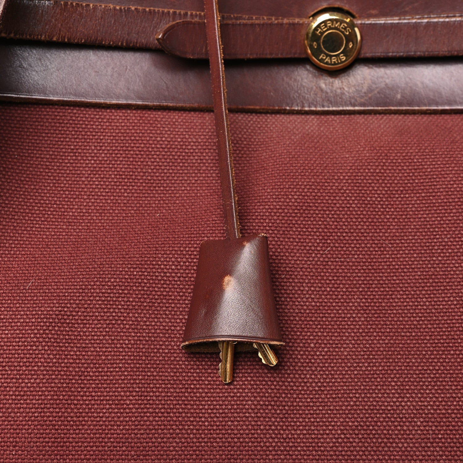 Hermes Toile Calfskin Herbag 39 GM Rouge H 11 of 15