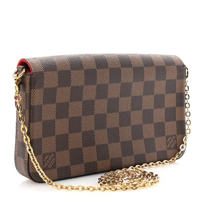 Louis Vuitton Damier Ebene Pochette Felicie Chain Wallet 3 of 9