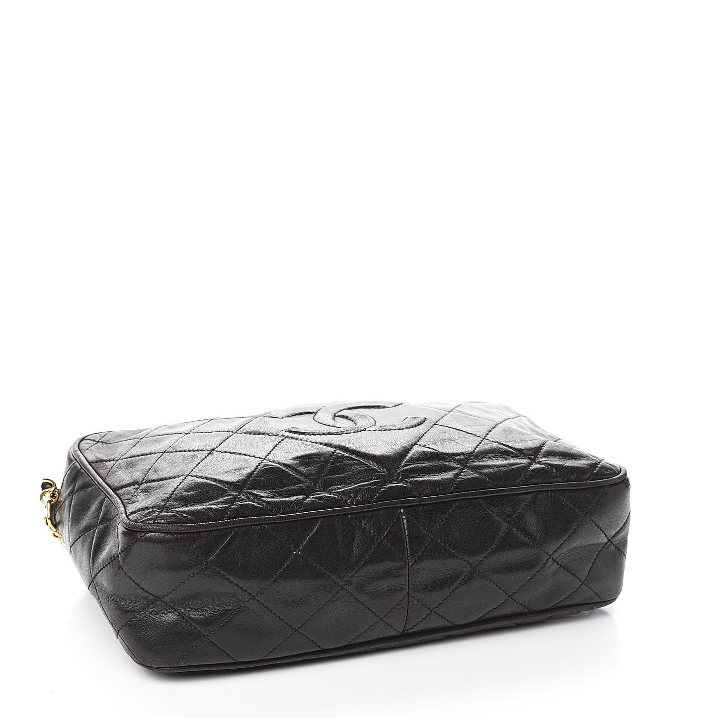 Lambskin Quilted CC Tassel Camera Case Black