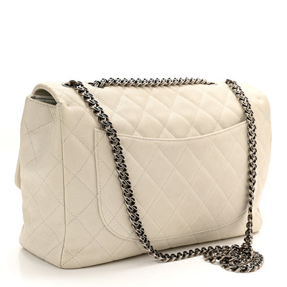 Chanel Caviar Quilted Jumbo Single Flap Bijoux Chain Ivory 3 of 12