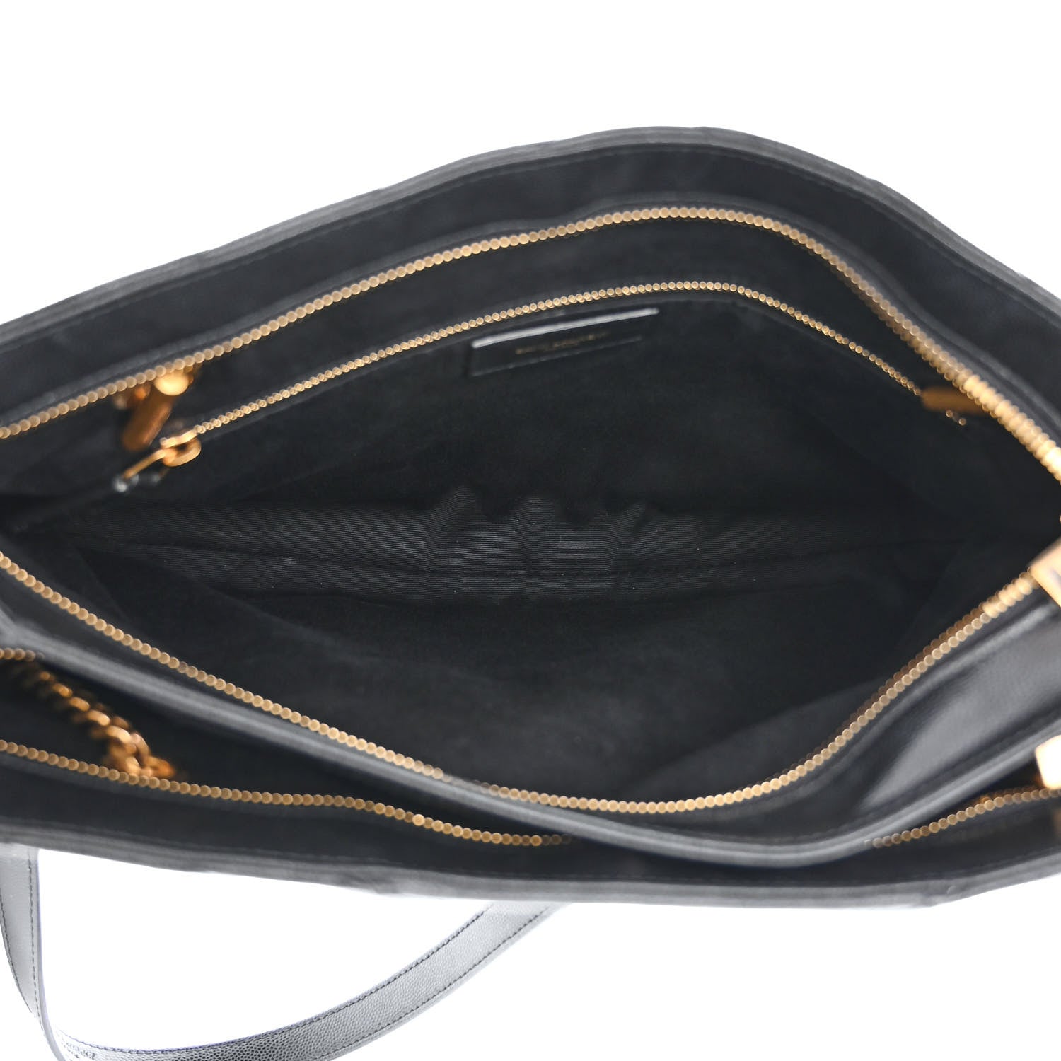 Saint Laurent Grain de Poudre Matelasse Chevron Medium Tribeca Shopping Bag Black 5 of 13