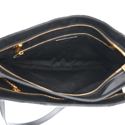 Saint Laurent Grain de Poudre Matelasse Chevron Medium Tribeca Shopping Bag Black 5 of 13