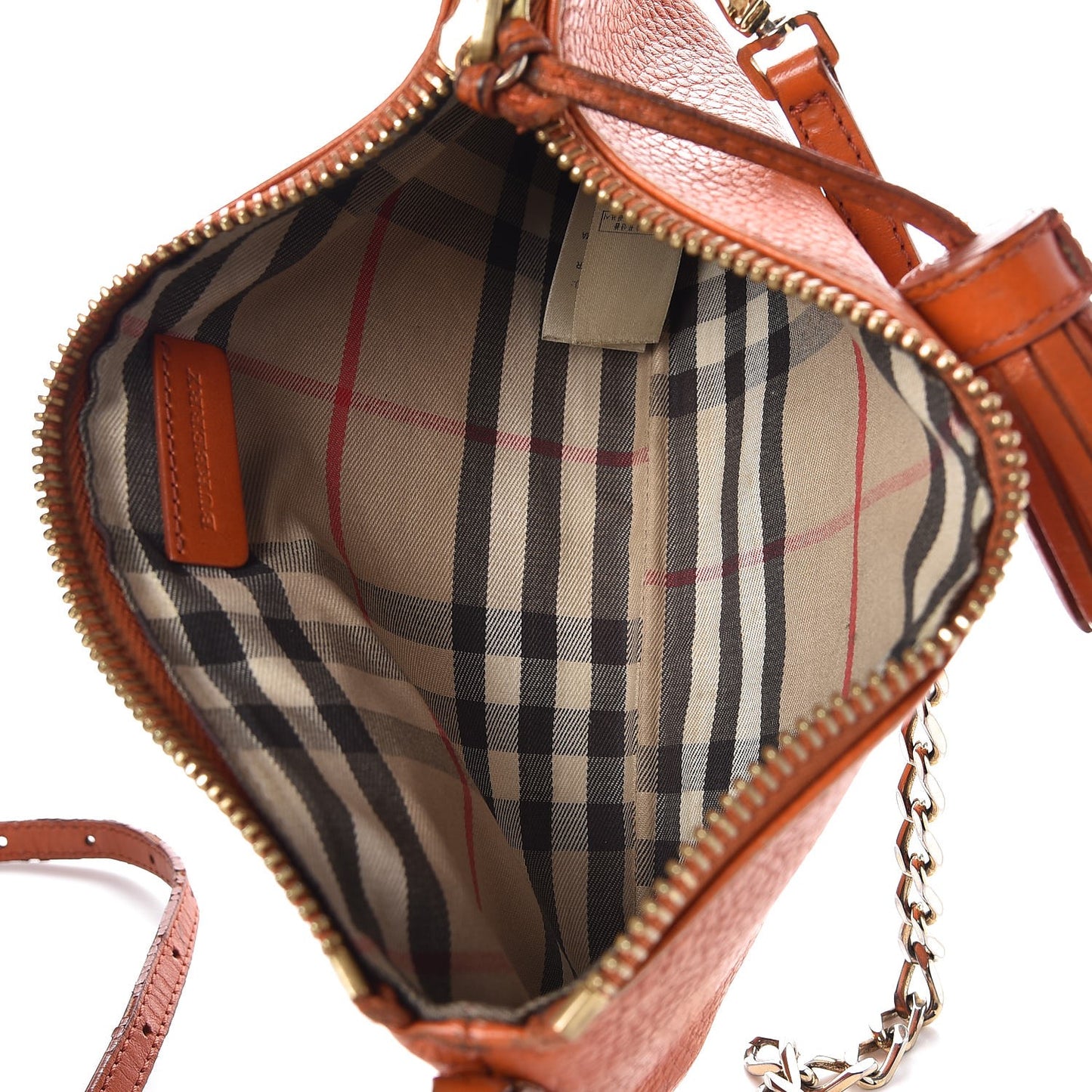 Signature Grain Calfskin Tassel Peyton Crossbody Clutch Bag Orange