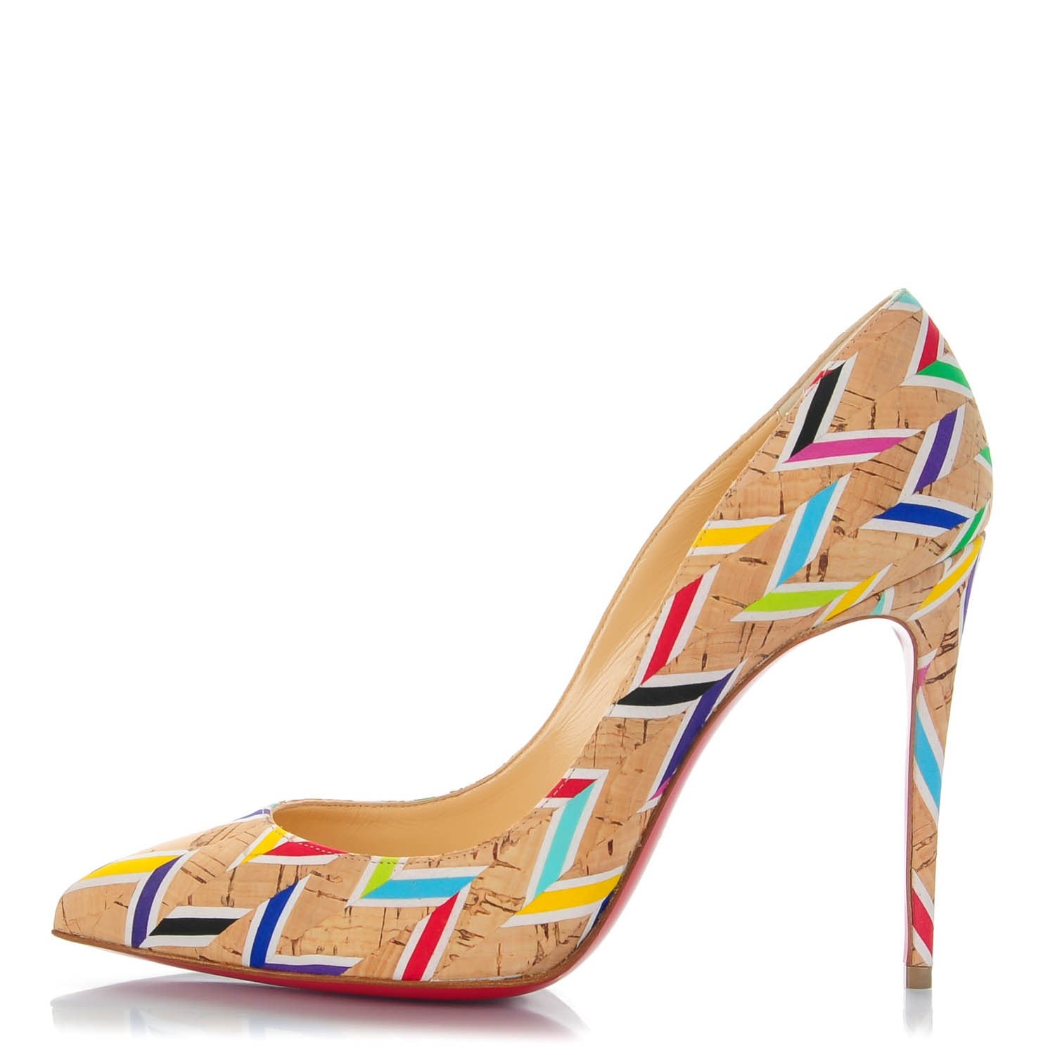 Christian Louboutin Cork Chevron Print Pigalle Follies 100 Pumps 37.5 Multicolor 1 of 7