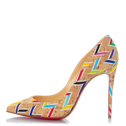 Christian Louboutin Cork Chevron Print Pigalle Follies 100 Pumps 37.5 Multicolor 1 of 7