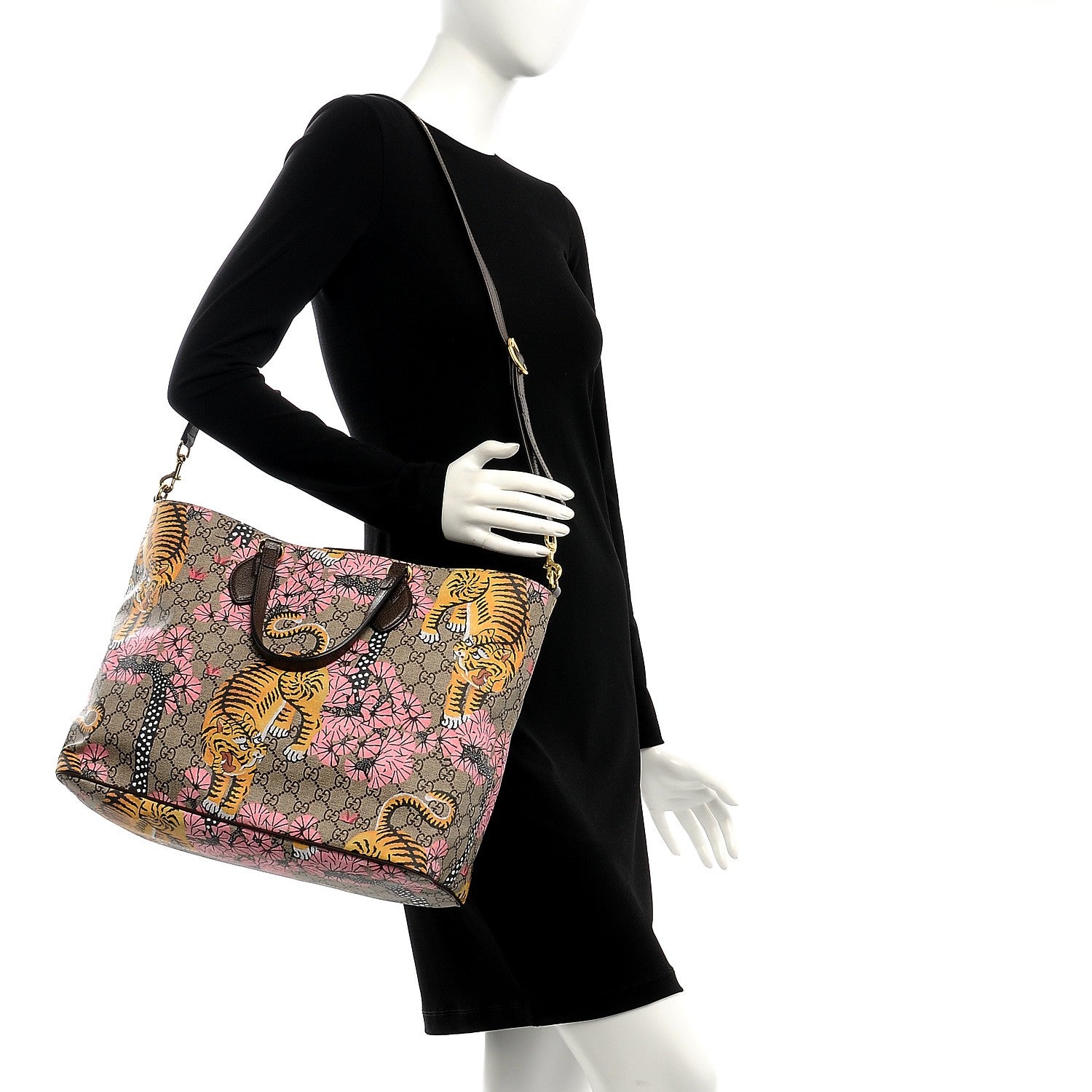 Gucci Soft GG Supreme Monogram Bengal Medium Crossbody Tote Beige Pink 3 of 9