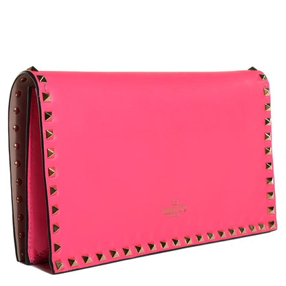 Valentino Garavani Nappa Rockstud Wristlet Clutch Fuxia Fluo 3 of 9
