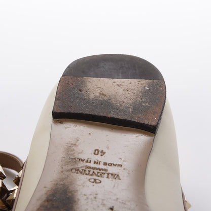 Valentino Garavani Calfskin Rockstud Cage Ballerina Flats 40 Light Ivory Poudre 8 of 15