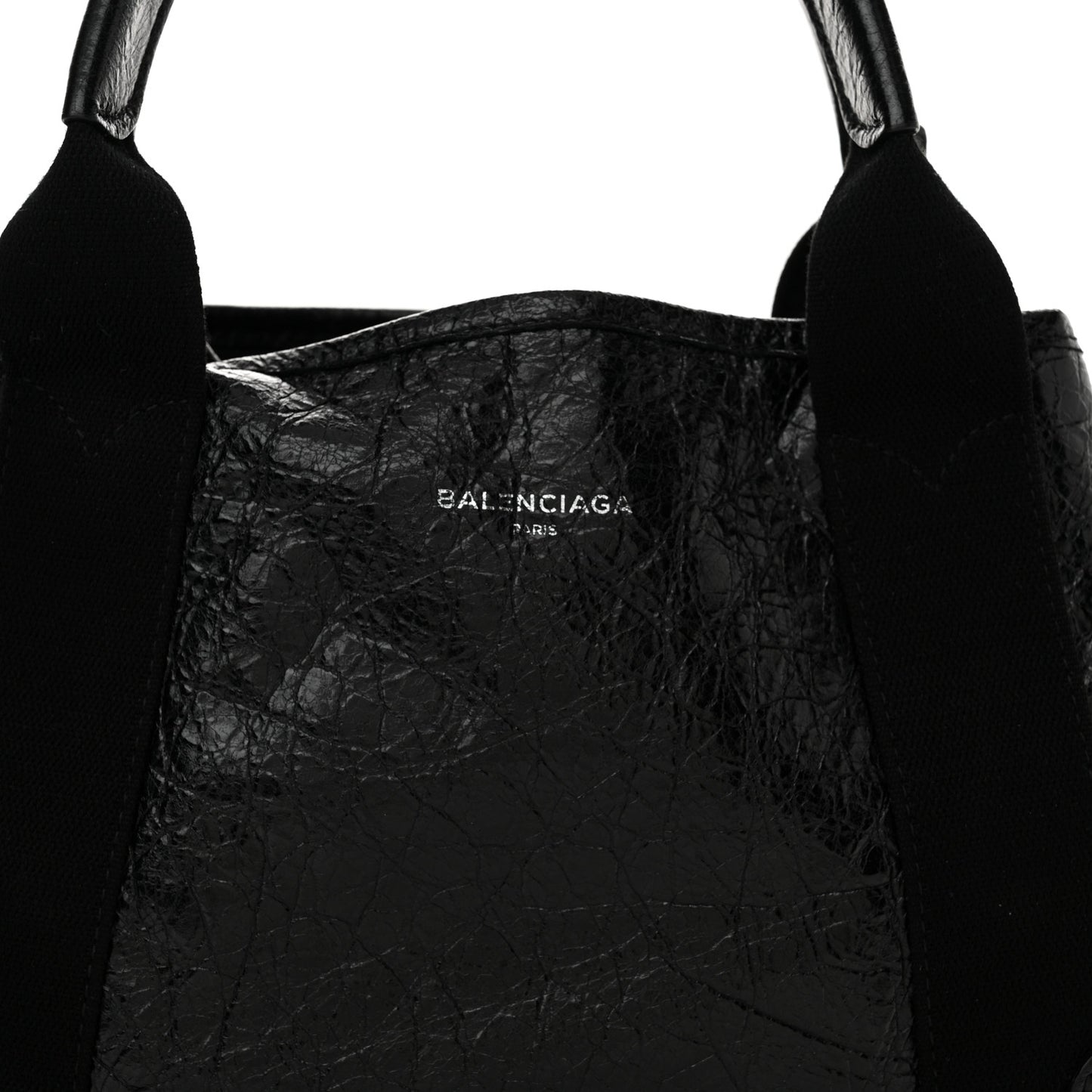 Agneau Stadio Ruban Viscose Navy Cabas Tote XS Black