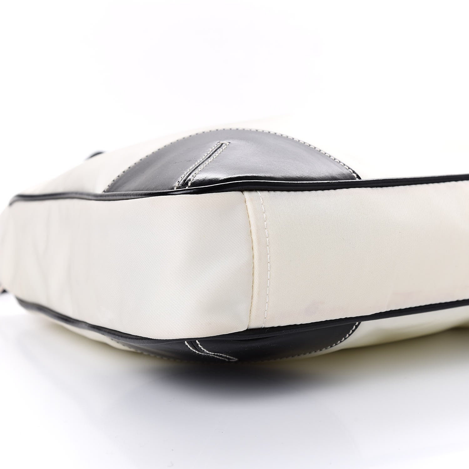 Prada Nylon Tessuto Calfskin Tote Black White 8 of 9