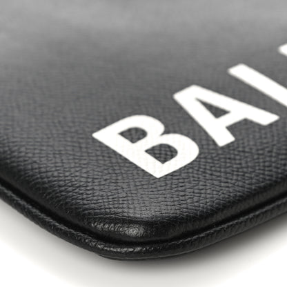 Balenciaga Calfskin Ville Logo Zip Pouch Black 7 of 9