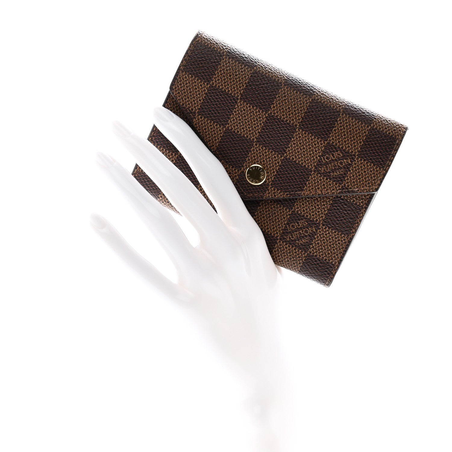 Louis Vuitton Damier Ebene Victorine Wallet Red 2 of 9