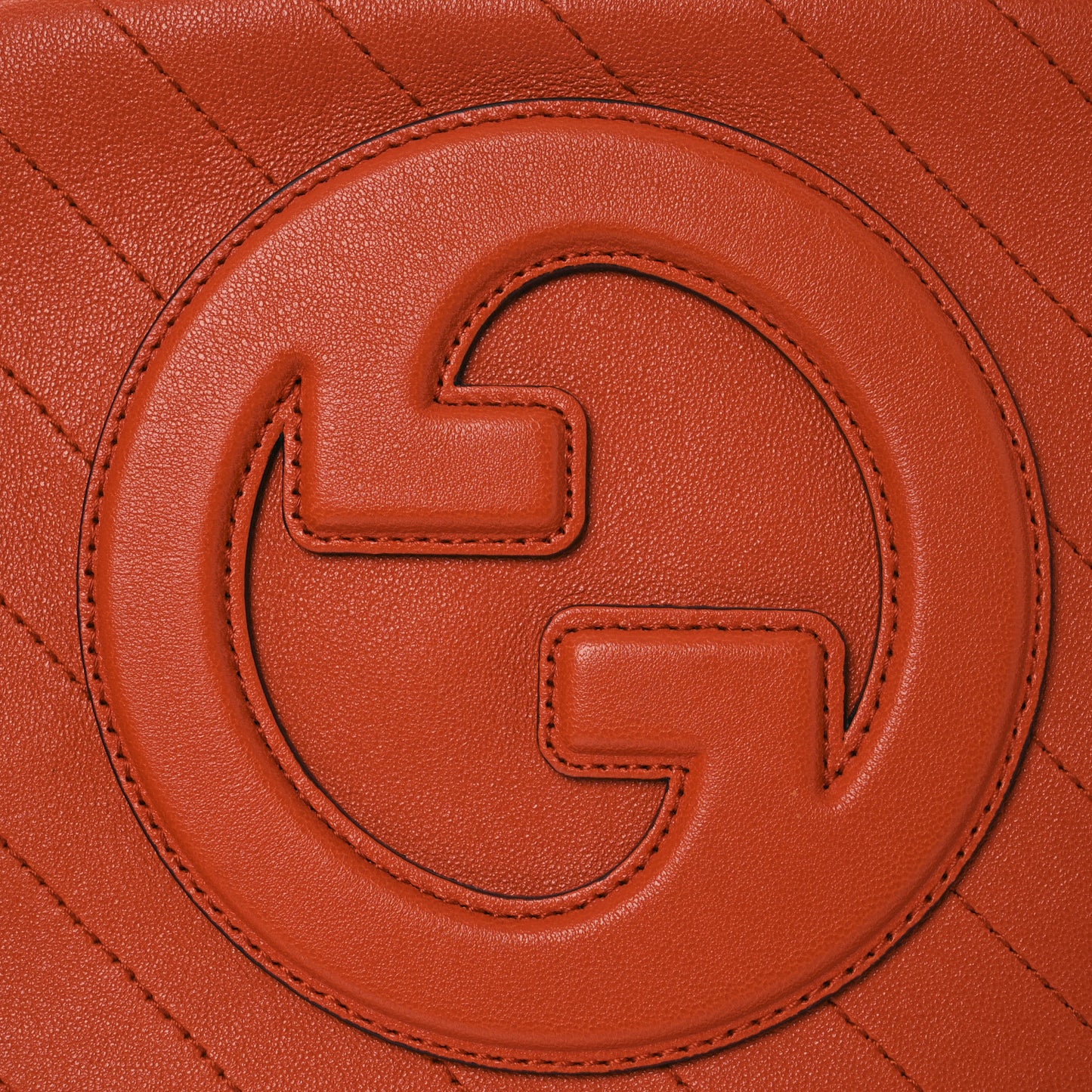 Sakai Be Green Calfskin Diagonal Stitched Small Blondie Shoulder Bag Orange