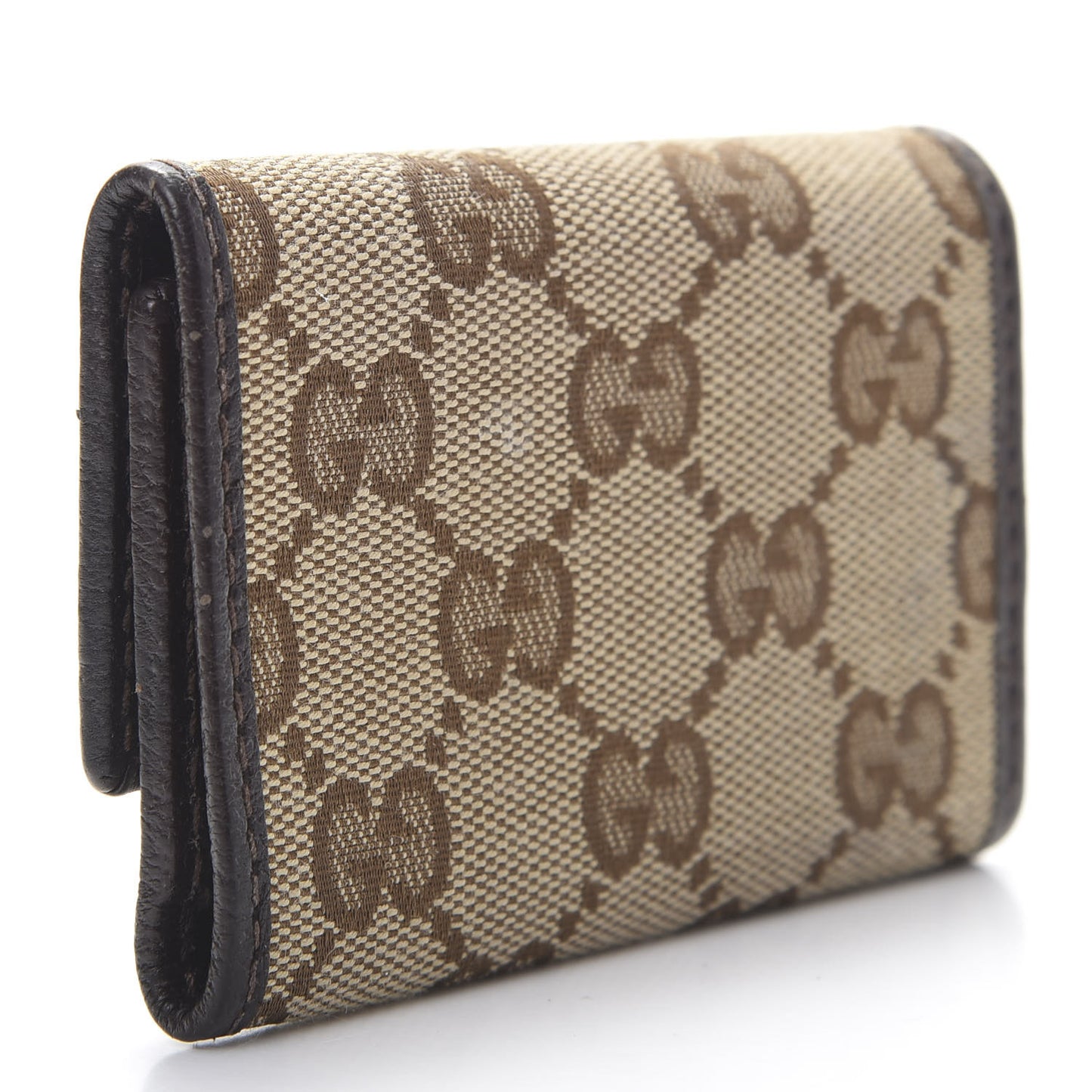 Monogram Textured Calfskin Metal Bar 6 Key Holder Case Beige Ebony Cocoa