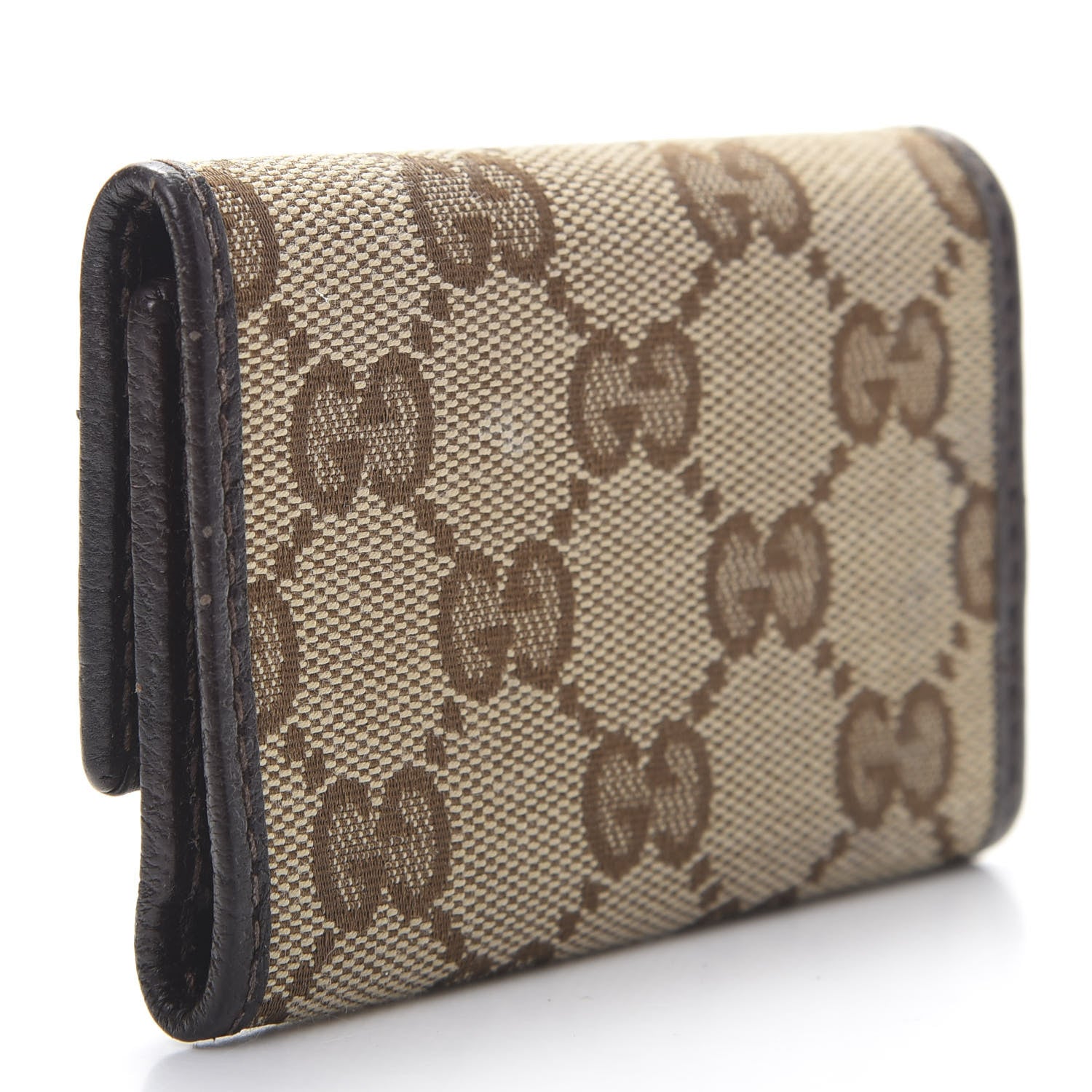 Gucci Monogram Textured Calfskin Metal Bar 6 Key Holder Case Beige Ebony Cocoa 3 of 11