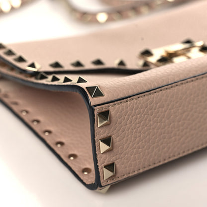 Valentino Garavani Pebbled Calfskin Medium Rockstud Flip Lock Crossbody Bag Poudre 7 of 9