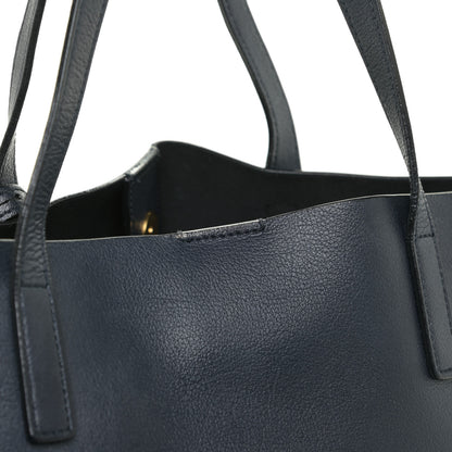 Saint Laurent Calfskin Large Shopping Tote Navy Blue 18 of 27