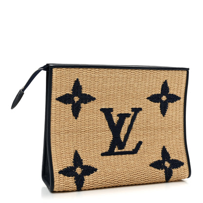 Louis Vuitton Raffia Calfskin Monogram Giant Toiletry Pouch 26 Blue 3 of 7