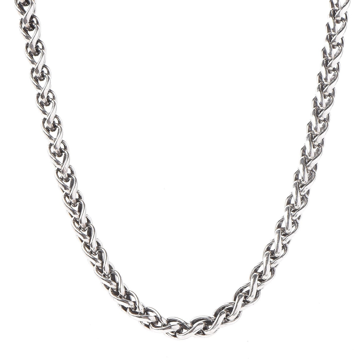 Sterling Silver 14K Yellow Gold 6mm Wheat Chain Necklace