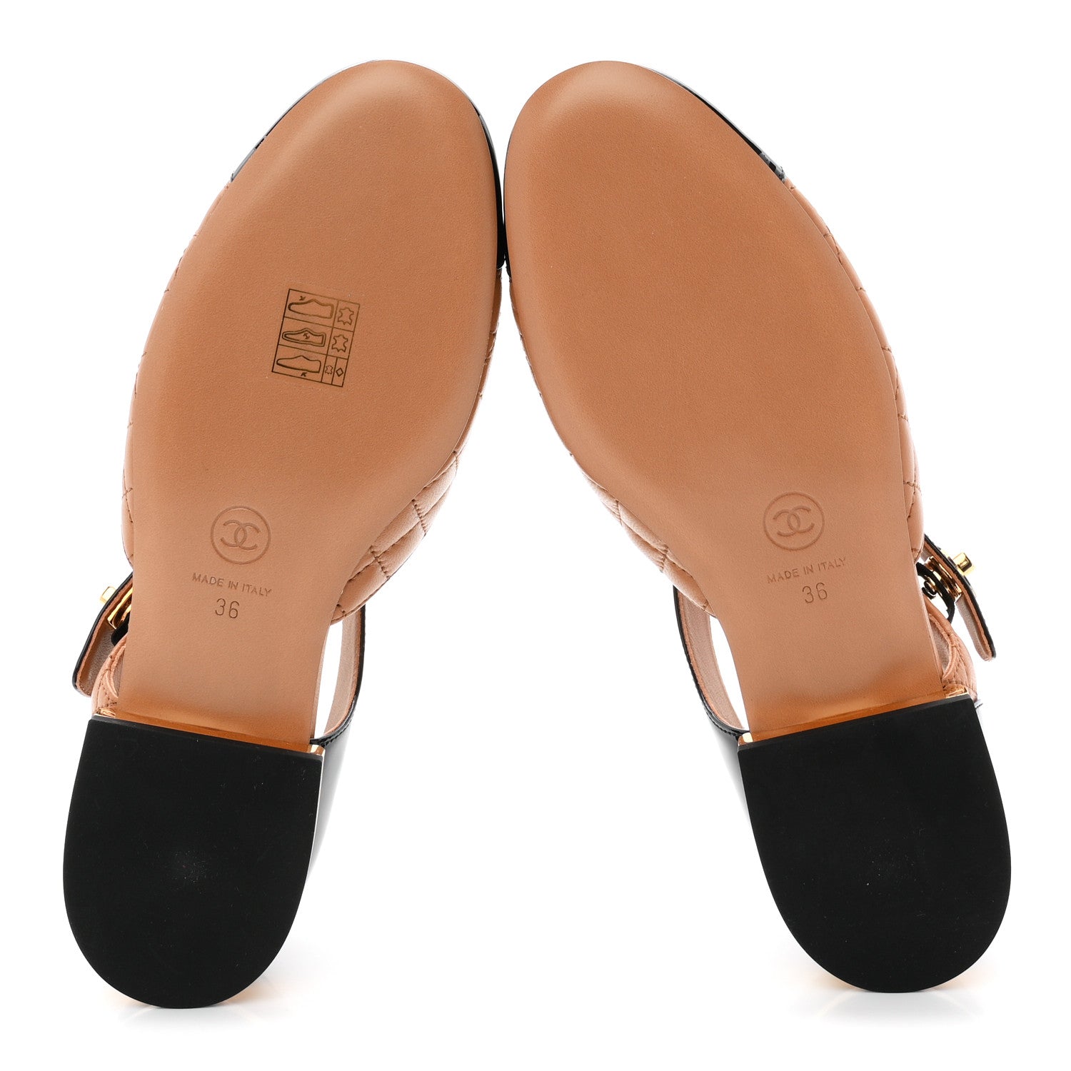 Chanel Patent Lambskin Quilted Cap Toe Ballerina Flats 36 Light Brown Black 6 of 10