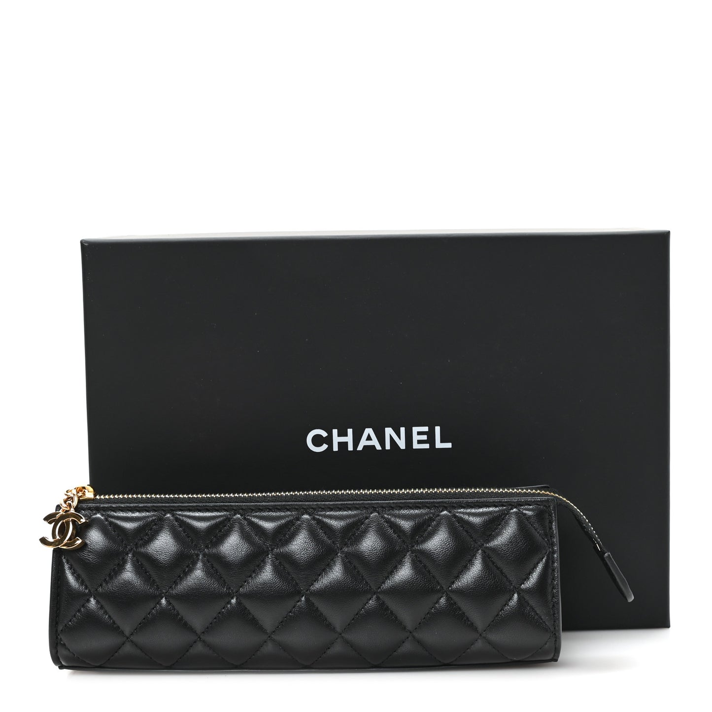 Lambskin Quilted Pouch Black