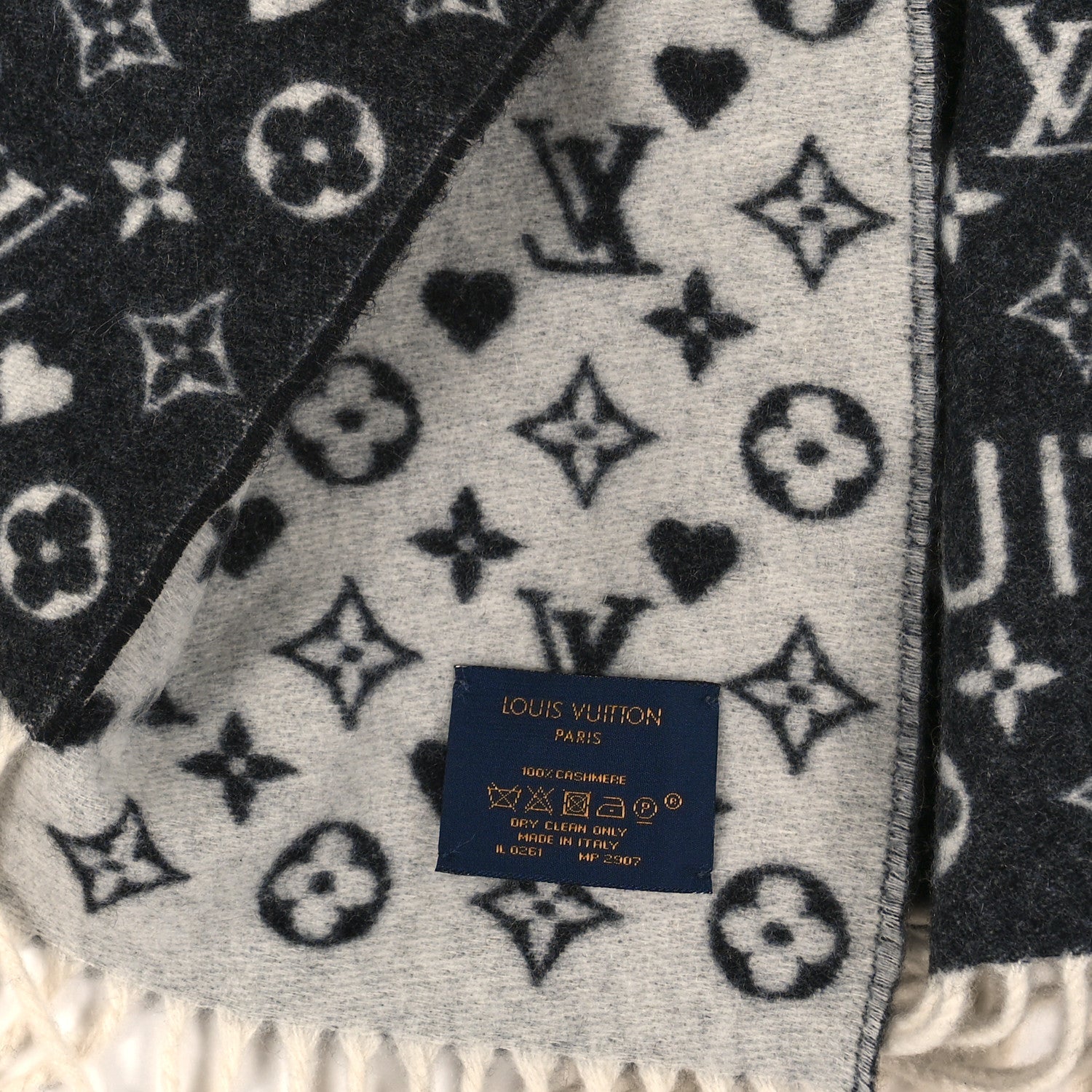 Louis Vuitton Cashmere Monogram Game On Scarf Black 3 of 3