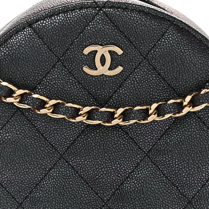 Chanel Iridescent Caviar Quilted Round Clutch With Chain Black 8 of 14