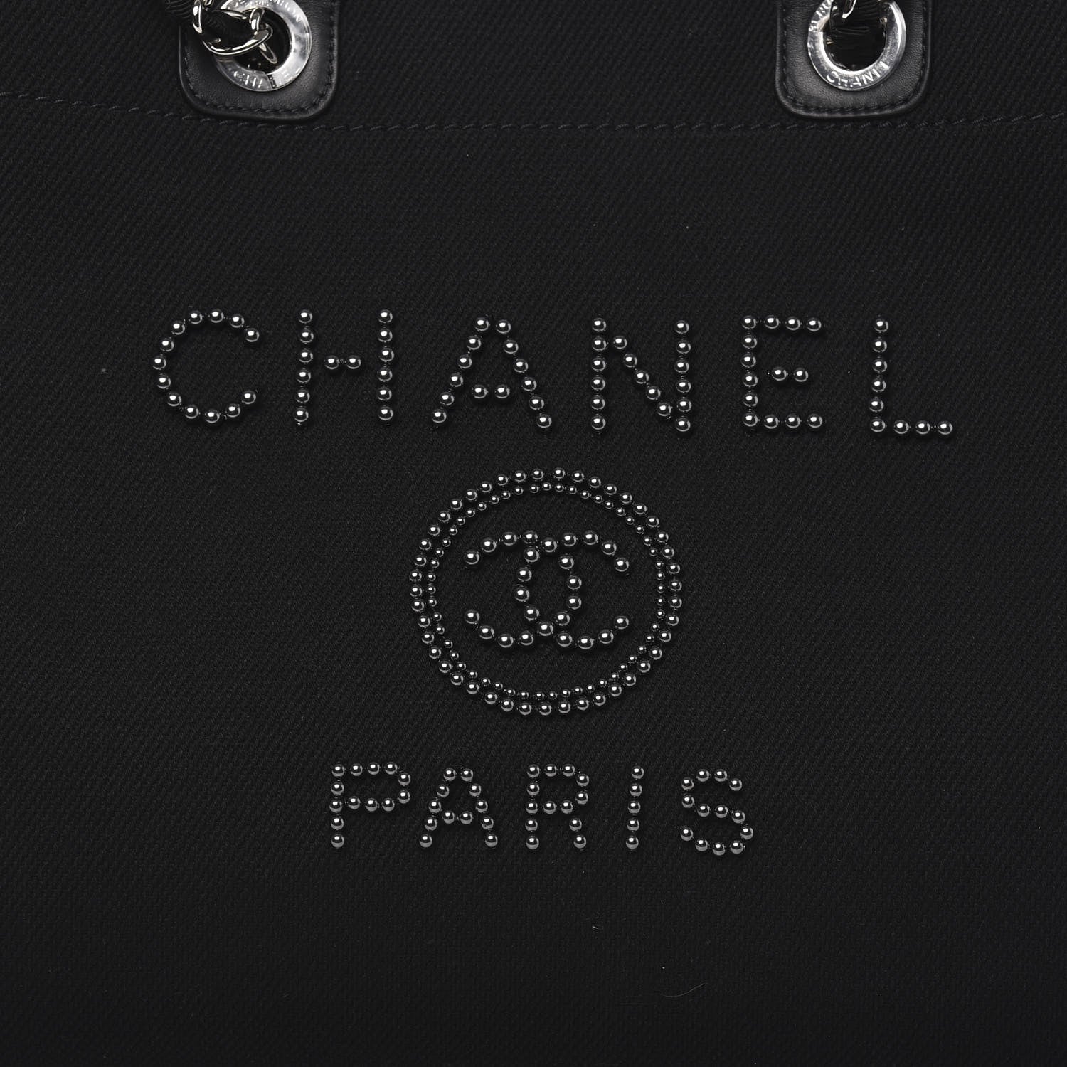 Chanel Canvas Pearl Medium Deauville Tote Black 10 of 10