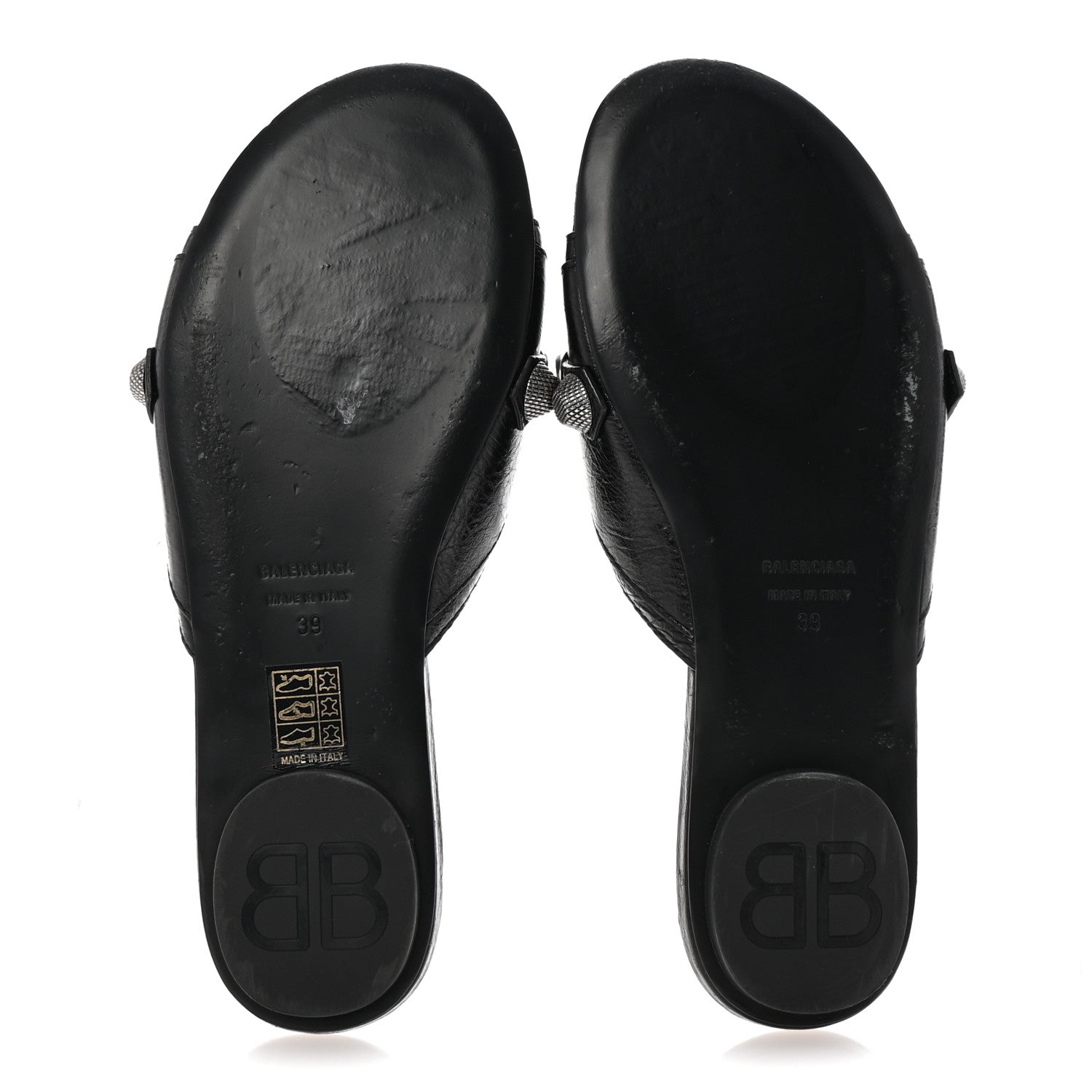 Balenciaga Agneau Arena Cagole Flat Slide Sandals 39 Black 6 of 10