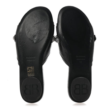 Balenciaga Agneau Arena Cagole Flat Slide Sandals 39 Black 6 of 10