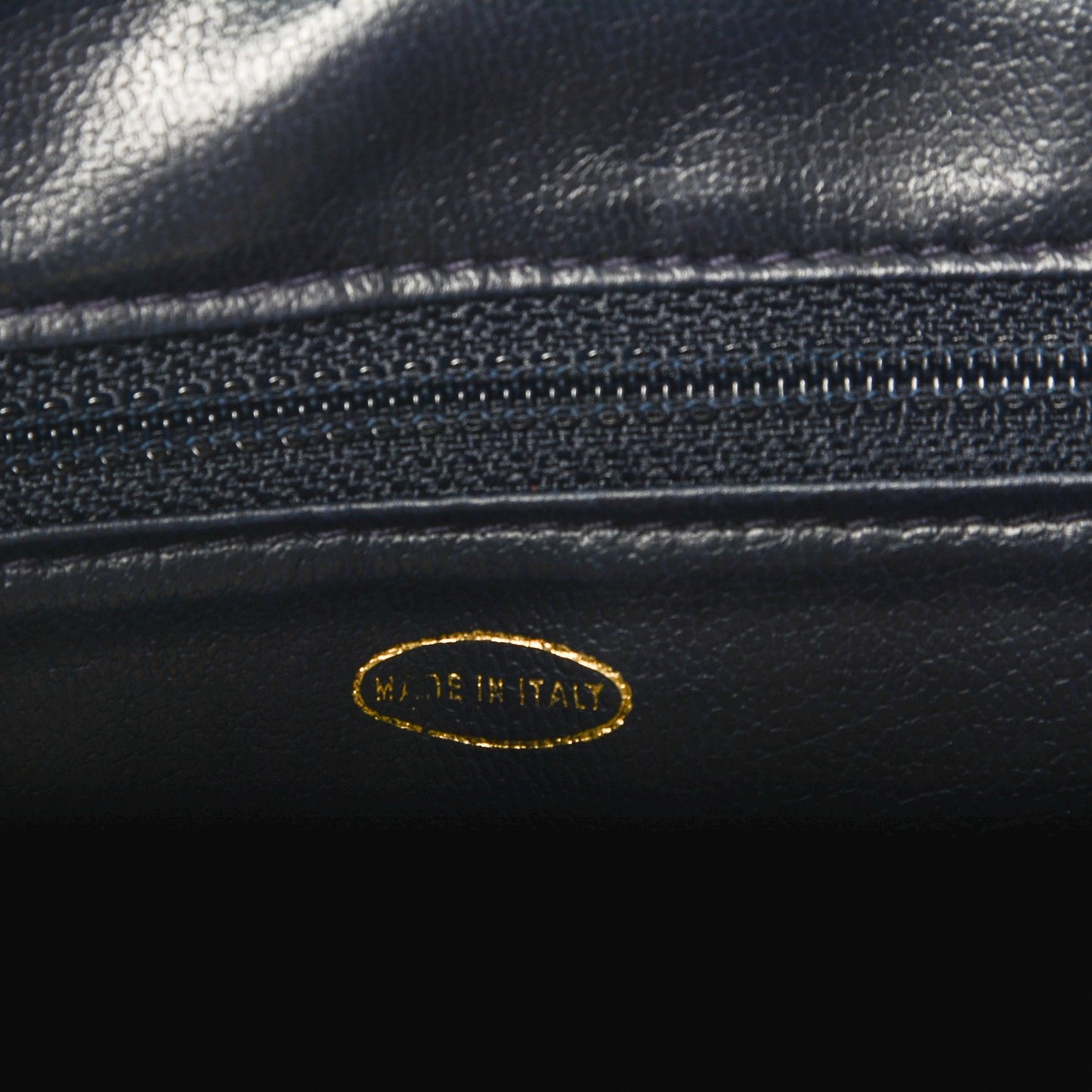 Lambskin Quilted Shoulder Bag Navy Blue