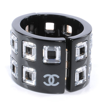 Chanel Resin Baguette Crystal CC Cuff Black 3 of 6