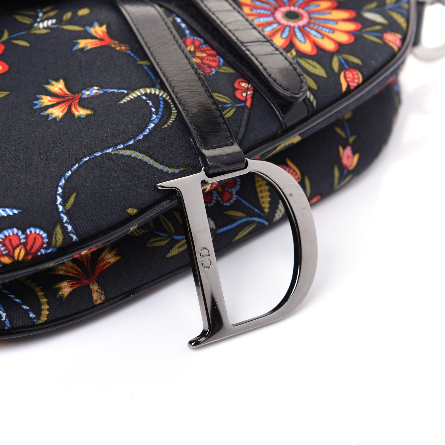Christian Dior Canvas Floral Saddle Bag Black 16 of 16