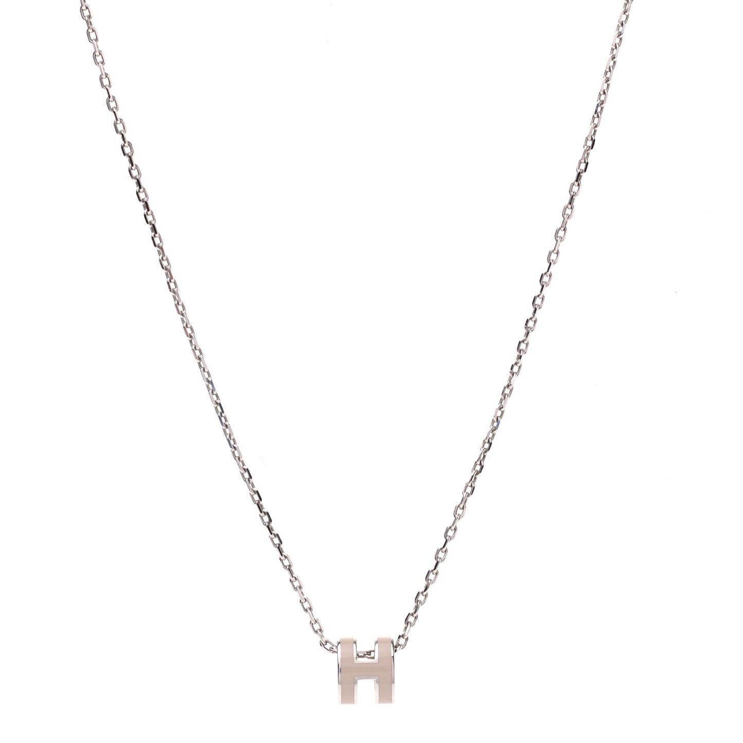 Palladium Mini Pop H Pendant Necklace Marron Glace