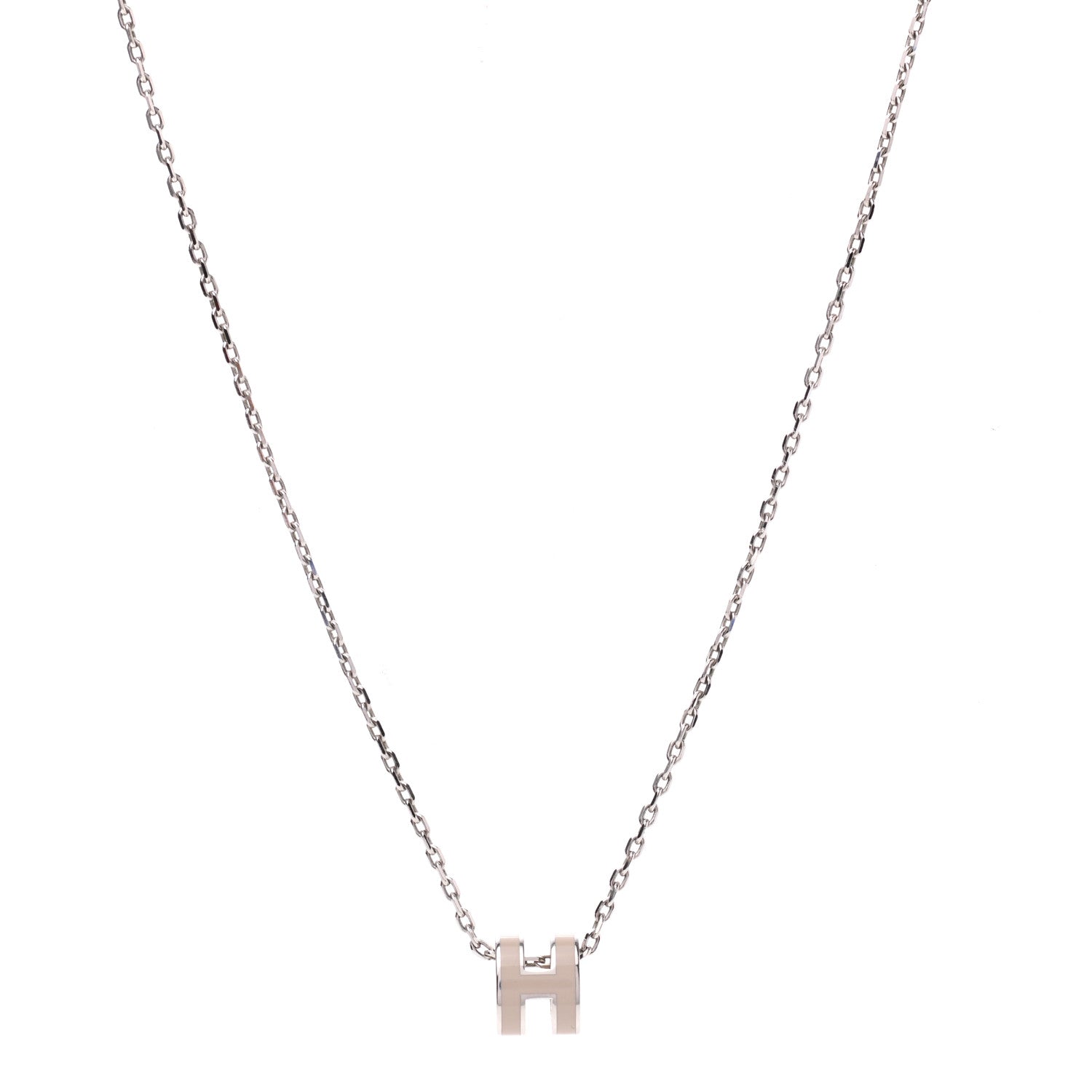 Hermes Palladium Mini Pop H Pendant Necklace Marron Glace 1 of 7
