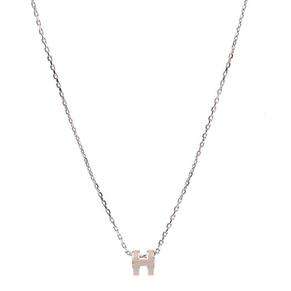 Hermes Palladium Mini Pop H Pendant Necklace Marron Glace 1 of 7