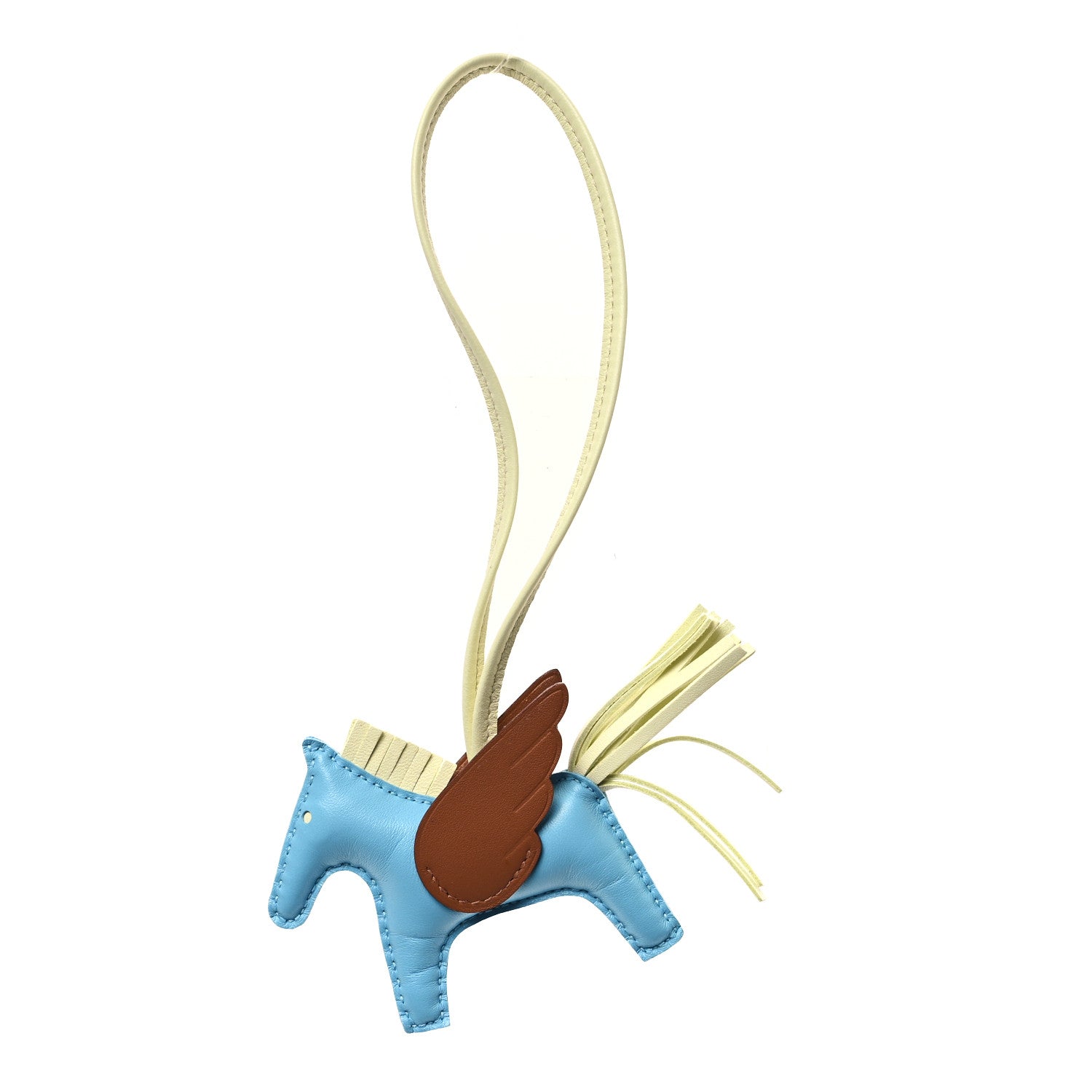Hermes Milo Lambskin Grigri Rodeo Pegase Horse Bag Charm PM Celeste Gold Jaune Milton 1 of 4