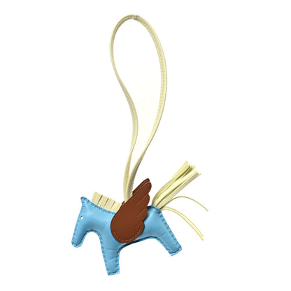 Hermes Milo Lambskin Grigri Rodeo Pegase Horse Bag Charm PM Celeste Gold Jaune Milton 1 of 4