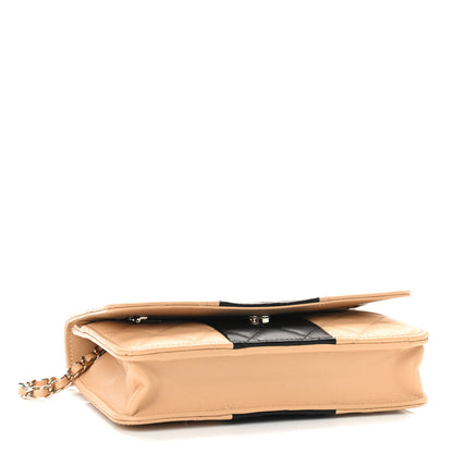 Chanel Lambskin Quilted Wallet On Chain WOC Beige Black 4 of 10