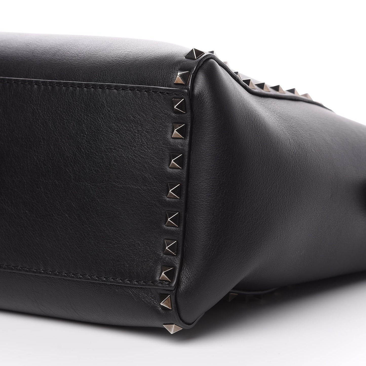 Vitello Rockstud Double Handle Tote Black
