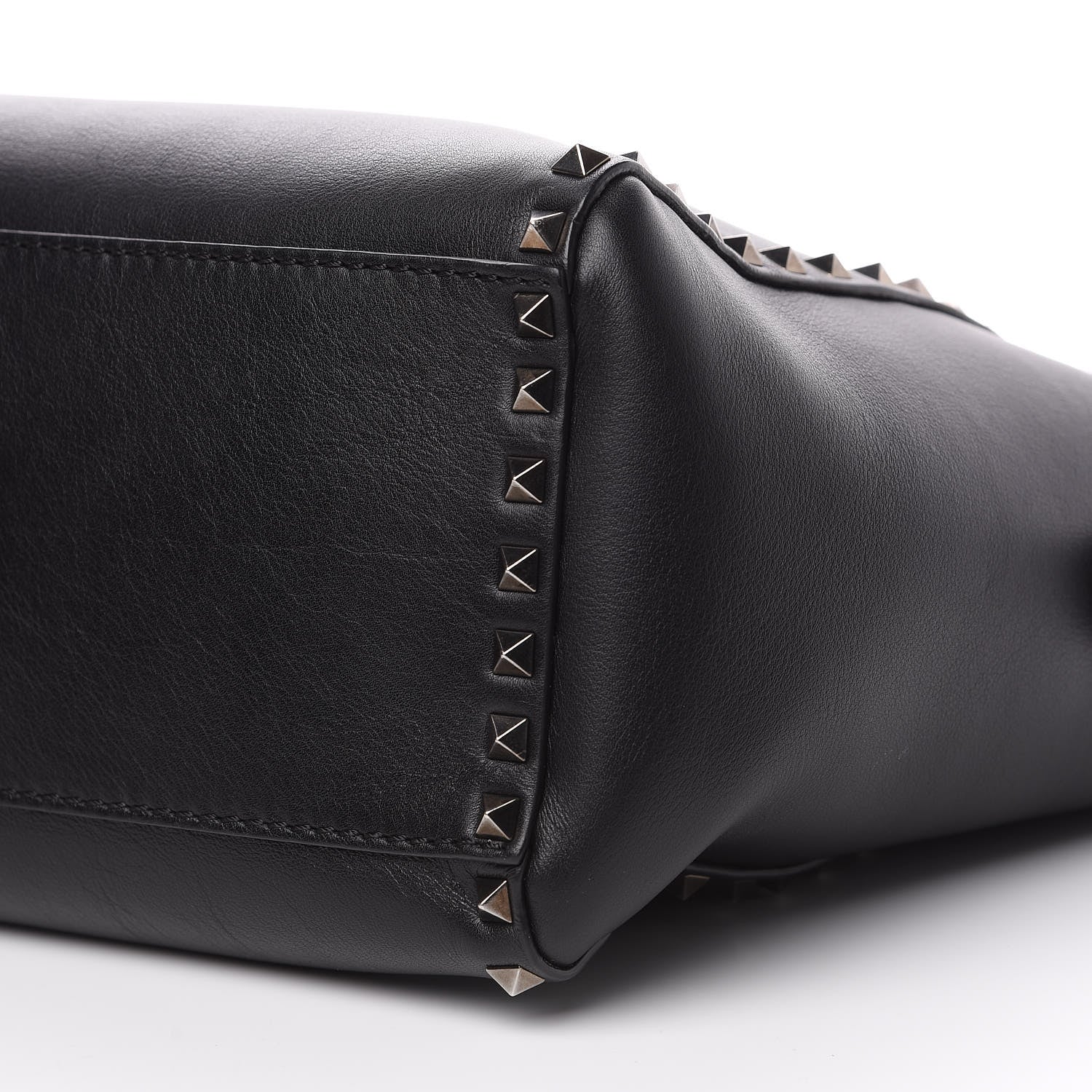 Valentino Garavani Vitello Rockstud Double Handle Tote Black 7 of 11