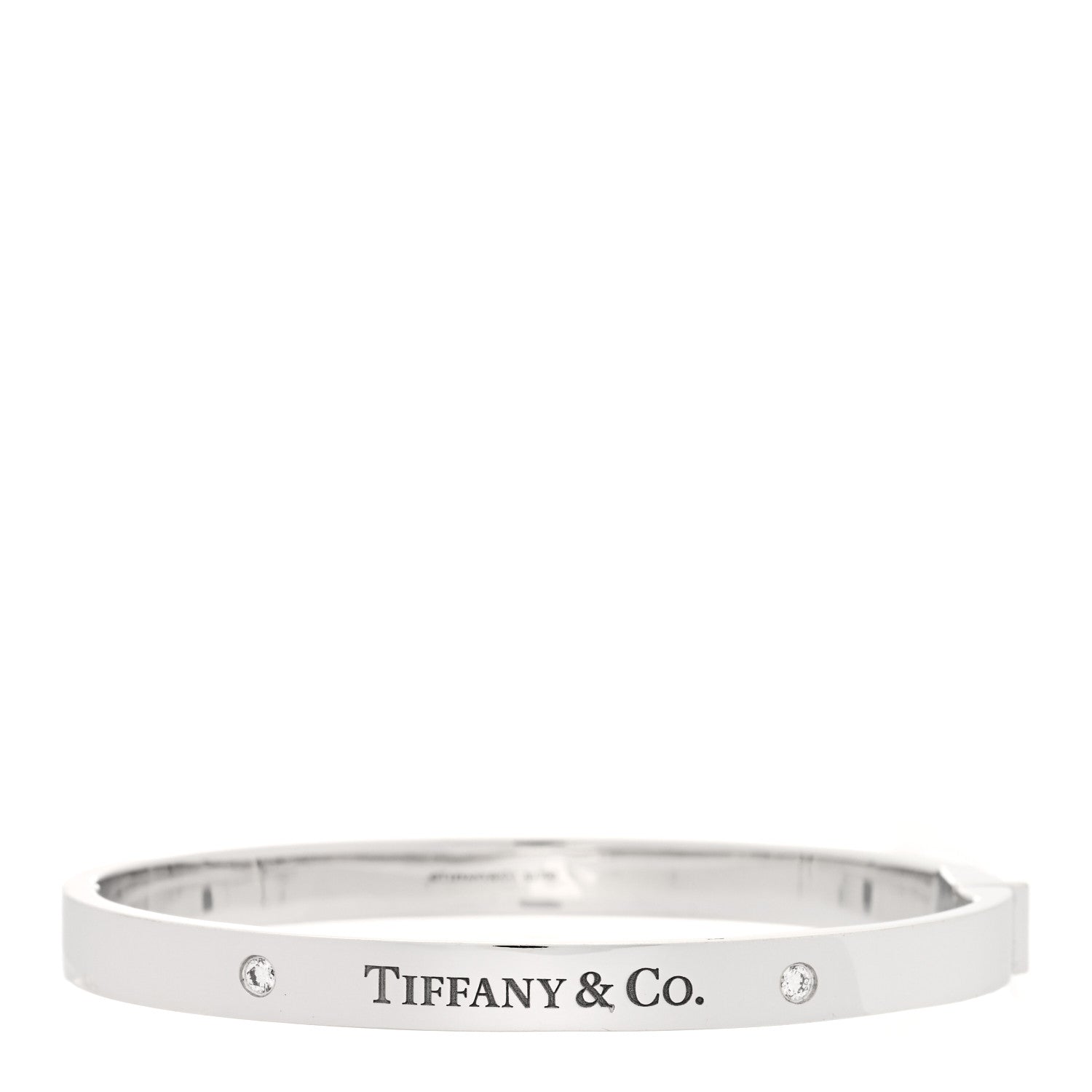 Tiffany 18K White Gold Diamond Hinged Bangle Bracelet 1 of 5