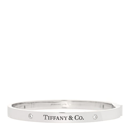 Tiffany 18K White Gold Diamond Hinged Bangle Bracelet 1 of 5