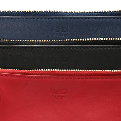 Fendi Vitello Century Opaco F is Fendi Tri-Color Triplette Pouch Set Fragola Black Blu Scuro 10 of 10