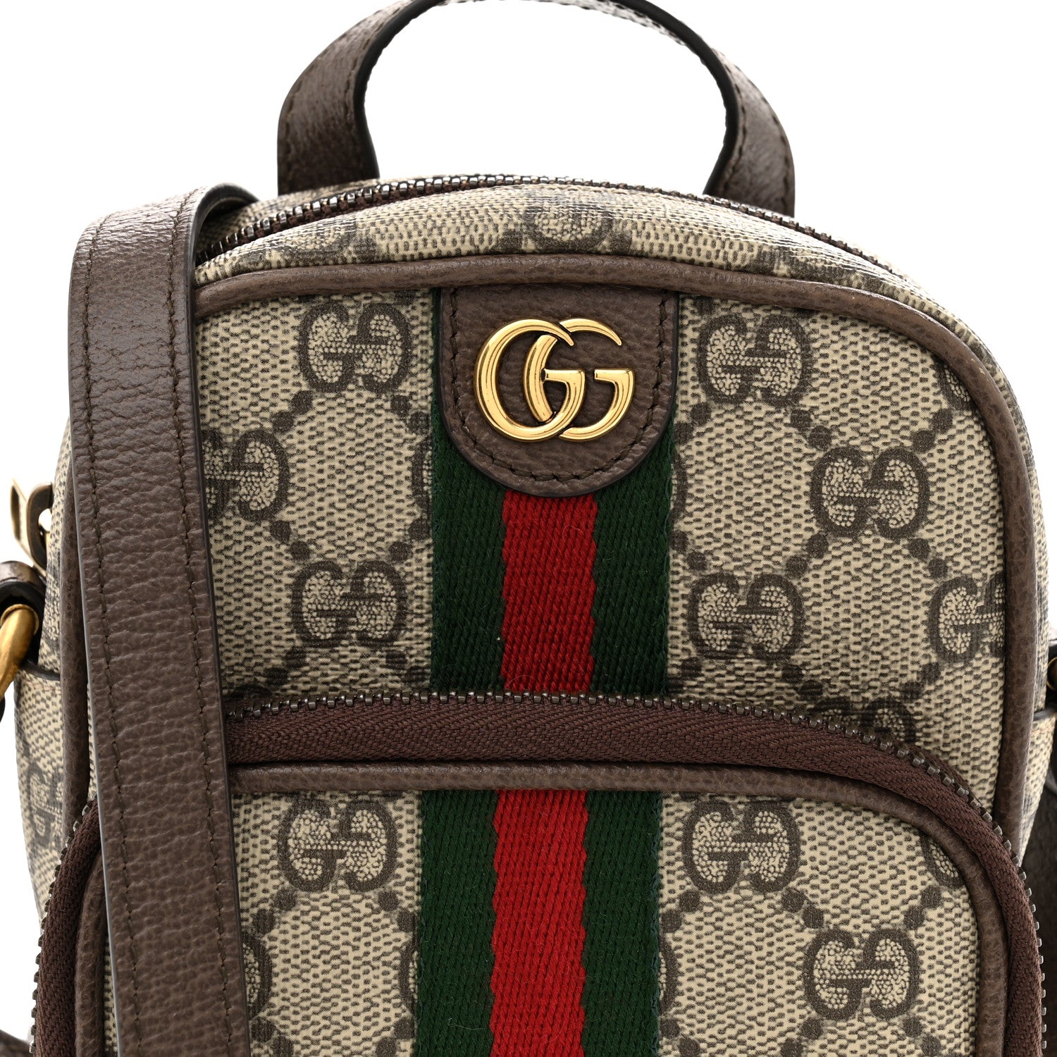 Gucci GG Supreme Monogram Web Mini Ophidia Double Zip Messenger Bag Beige New Acero 8 of 11