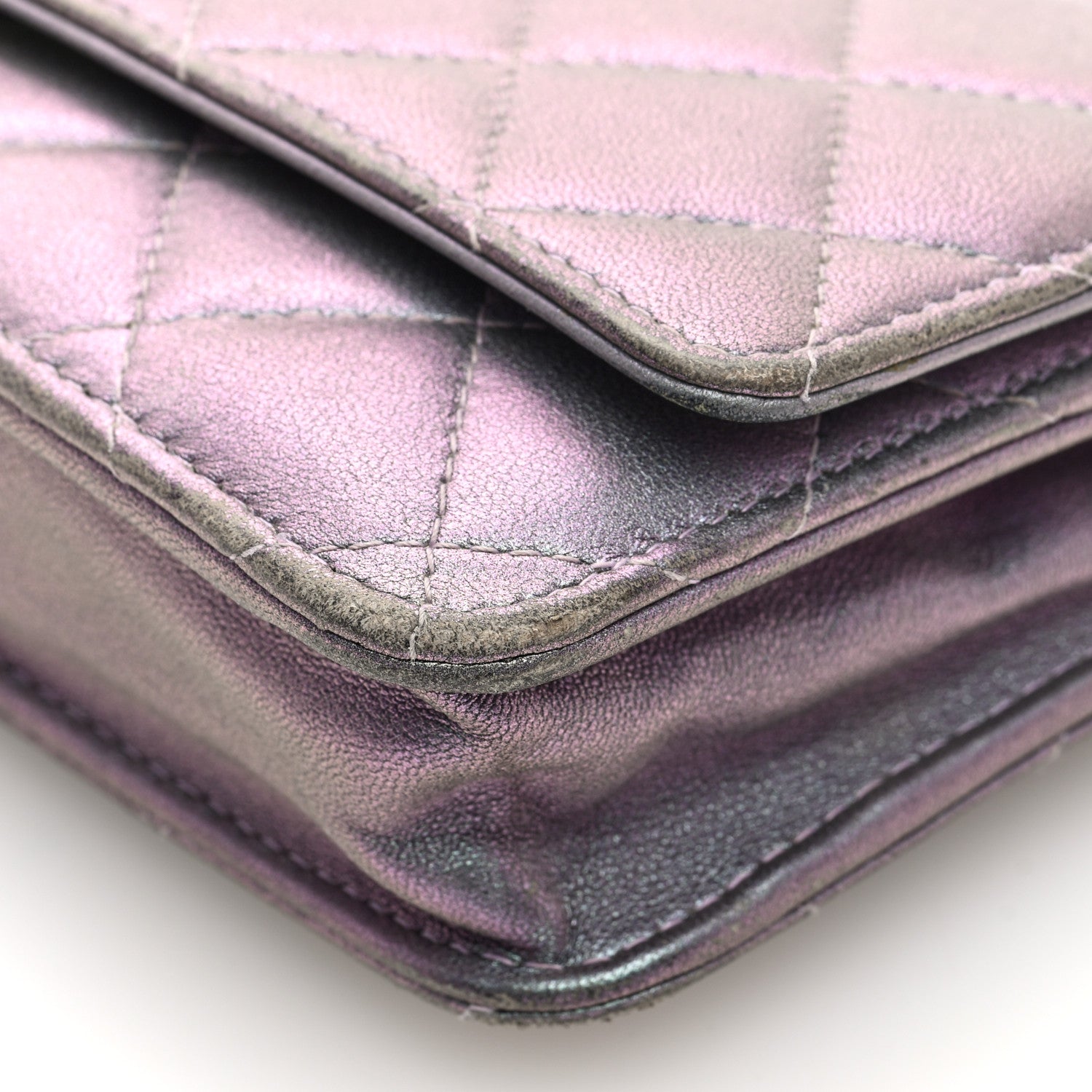 Chanel Iridescent Lambskin Quilted Reissue Wallet On Chain WOC Light Purple 10 of 10