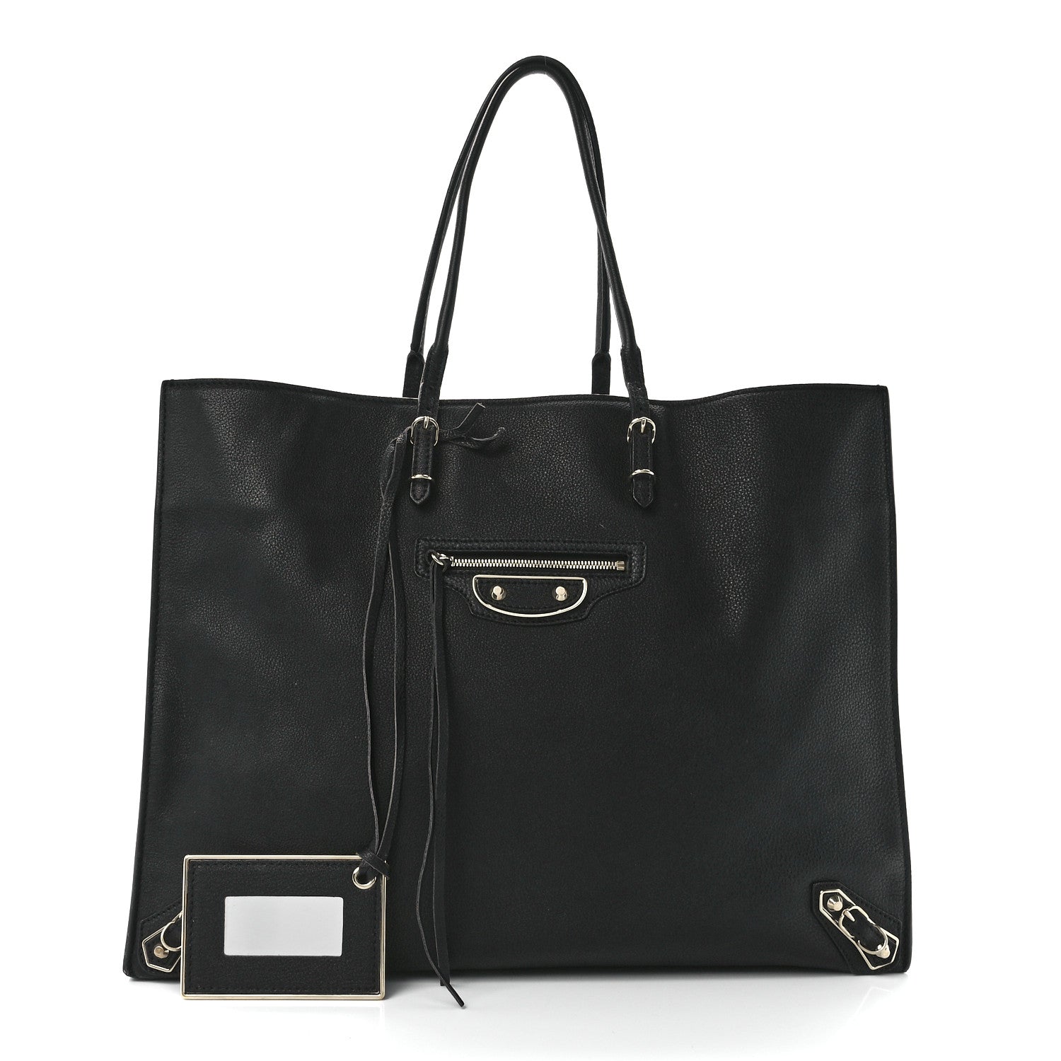 Balenciaga Grained Calfskin Silver Metallic Edge Hardware Papier A4 Tote Black 1 of 12