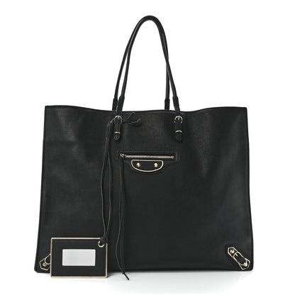 Balenciaga Grained Calfskin Silver Metallic Edge Hardware Papier A4 Tote Black 1 of 12