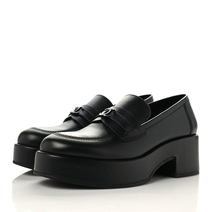 Chanel Calfskin CC Platform Loafers 40 Black 3 of 11